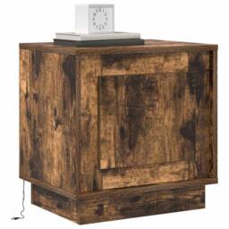 Berkfield Home Bedside Cabinets with LED Lights 2 pcs Smoked Oak 44x34, 5x45 cm in Brown - thumbnail 3