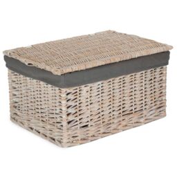 Red Hamper Set of 3 White Wash Steamed Cotton Lined Storage Basket in Grey - thumbnail 3
