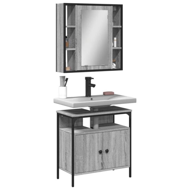 Berkfield Home 2 Piece Bathroom Furniture Set Grey Sonoma Engineered Wood - image 1