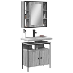 Berkfield Home 2 Piece Bathroom Furniture Set Grey Sonoma Engineered Wood - thumbnail 1