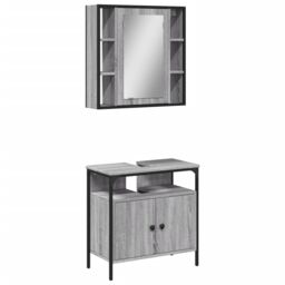 Berkfield Home 2 Piece Bathroom Furniture Set Grey Sonoma Engineered Wood - thumbnail 2