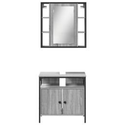 Berkfield Home 2 Piece Bathroom Furniture Set Grey Sonoma Engineered Wood - thumbnail 6
