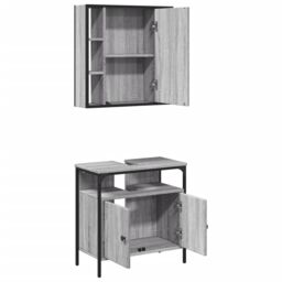 Berkfield Home 2 Piece Bathroom Furniture Set Grey Sonoma Engineered Wood - thumbnail 5