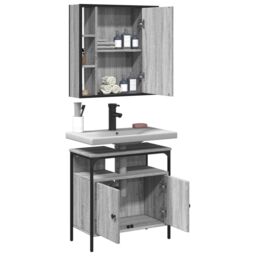 Berkfield Home 2 Piece Bathroom Furniture Set Grey Sonoma Engineered Wood - thumbnail 4