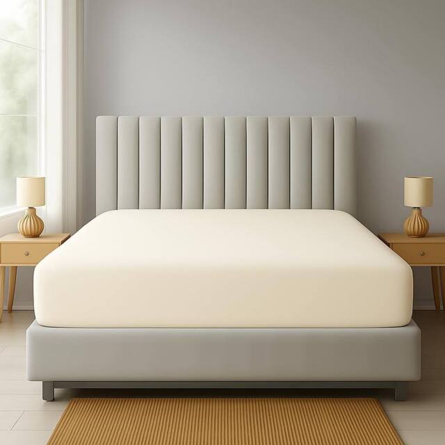 "Homes-Linen Extra Deep 16""/40cm Polycotton Easy Care Fitted Sheet in Cream - Size: Single" - image 1