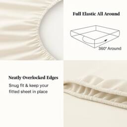 "Homes-Linen Extra Deep 16""/40cm Polycotton Easy Care Fitted Sheet in Cream - Size: Single" - thumbnail 2