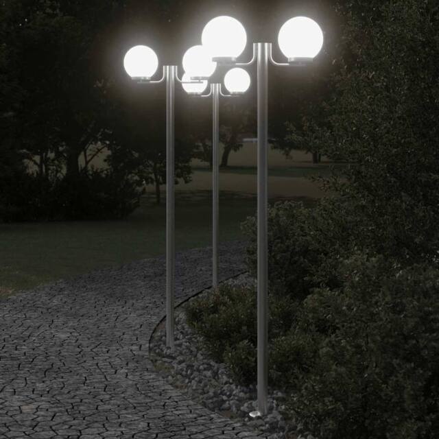 Berkfield Home Outdoor Floor Lamps 3pcs Silver 215 cm Stainless Steel - image 1