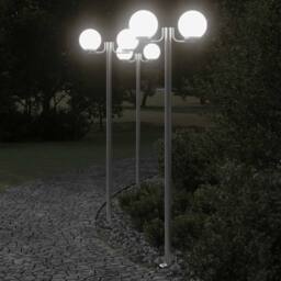 Berkfield Home Outdoor Floor Lamps 3pcs Silver 215 cm Stainless Steel