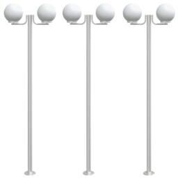 Berkfield Home Outdoor Floor Lamps 3pcs Silver 215 cm Stainless Steel - thumbnail 2