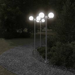Berkfield Home Outdoor Floor Lamps 3pcs Silver 215 cm Stainless Steel - thumbnail 3