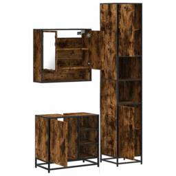 Berkfield Home 3 Piece Bathroom Furniture Set Smoked Oak Engineered Wood in Brown - thumbnail 8