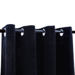 Berkfield Home Blackout Curtains with Rings 2 pcs Velvet Black 140x175 cm - thumbnail 3