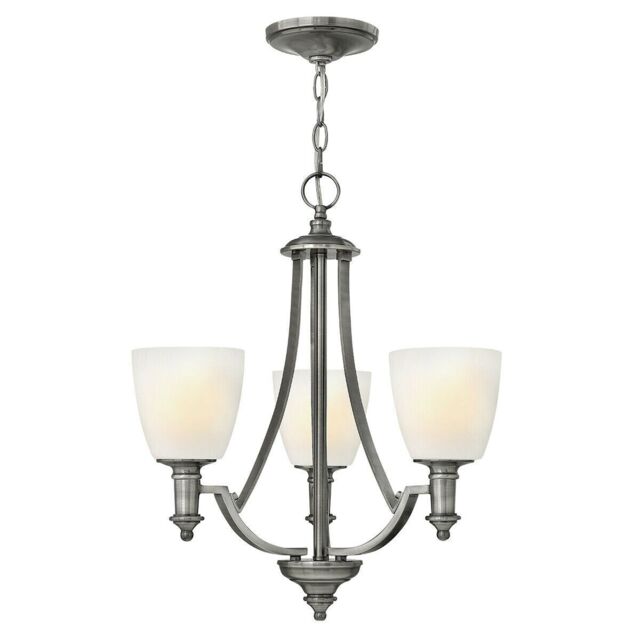 Loops 3 Bulb Chandelier Hanging Pendant LIght Antique Nickel LED E27 60W Bulb in Metallics