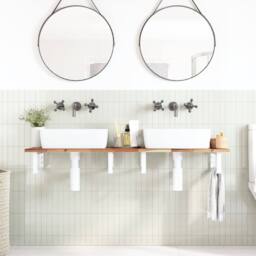 Berkfield Home Basin Shelf Wall Mounted Steel & Solid Wood Acacia in Brown - thumbnail 3