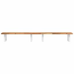 Berkfield Home Basin Shelf Wall Mounted Steel & Solid Wood Acacia in Brown - thumbnail 4