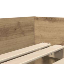 Berkfield Home Bed Frame with Drawer Artisan Oak 100 x 200 cm Solid Pine Wood in Brown - thumbnail 9