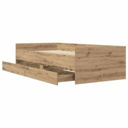 Berkfield Home Bed Frame with Drawer Artisan Oak 100 x 200 cm Solid Pine Wood in Brown - thumbnail 5
