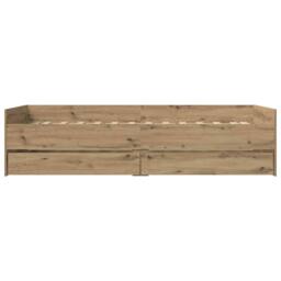 Berkfield Home Bed Frame with Drawer Artisan Oak 100 x 200 cm Solid Pine Wood in Brown - thumbnail 6