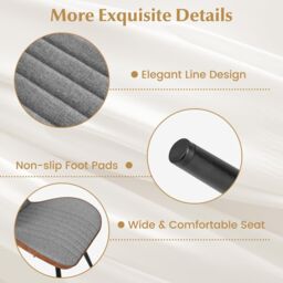 Gymax Armless Dining Chair 2PCS Accent Chairs Upholstered Curved Backrest in Grey - thumbnail 6