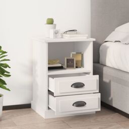 Berkfield Home Bedside Cabinet White 43x36x60 cm - Size: 43 x 36 x 60 cm - thumbnail 3