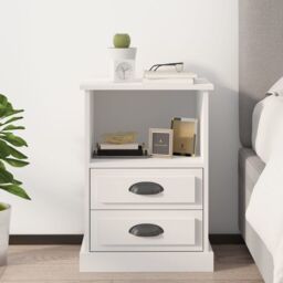 Berkfield Home Bedside Cabinet White 43x36x60 cm - Size: 43 x 36 x 60 cm - thumbnail 1