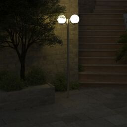 Berkfield Home Garden Lamp Post 2 Lamps 220 cm in White - thumbnail 6