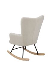 Living and Home Tufted Upholstered Rocking Chair with Pocket in White - thumbnail 4