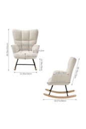 Living and Home Tufted Upholstered Rocking Chair with Pocket in White - thumbnail 6