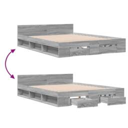 Berkfield Home Modern Bed Frame with Drawers without Mattress Grey Sonoma 140x200 cm - thumbnail 7