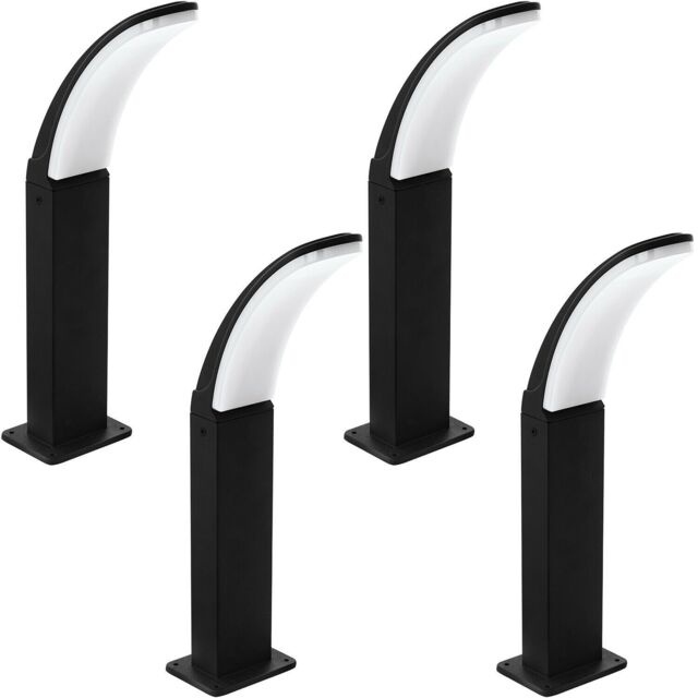 Loops 4 PACK IP44 Outdoor Pedestal Light Black Aluminium 11W LED Wall Post Lamp - image 1