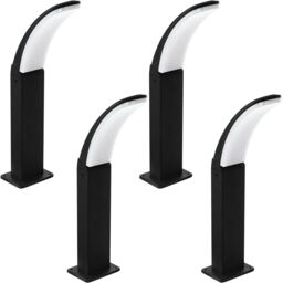 Loops 4 PACK IP44 Outdoor Pedestal Light Black Aluminium 11W LED Wall Post Lamp - thumbnail 1