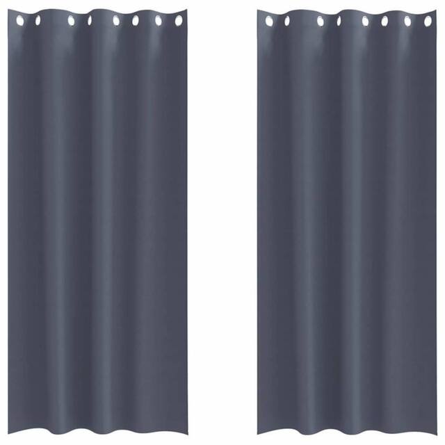 Berkfield Home Curtains with Curtains 2 pcs Anthracite 245 x 140 cm Polyester in Dark Grey - image 1