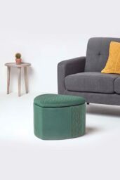 Homescapes Arundel Heart-Shaped Velvet Footstool with Storage in Emerald - thumbnail 4