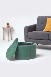 Homescapes Arundel Heart-Shaped Velvet Footstool with Storage in Emerald - thumbnail 5