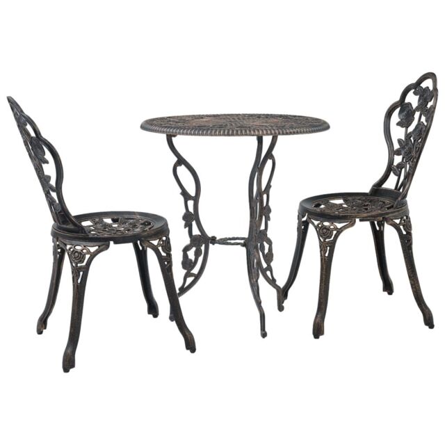 Berkfield Home 3 Piece Bistro Set Cast Aluminium in Brown - image 1