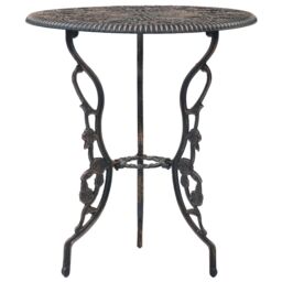 Berkfield Home 3 Piece Bistro Set Cast Aluminium in Brown - thumbnail 2
