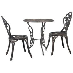 Berkfield Home 3 Piece Bistro Set Cast Aluminium in Brown