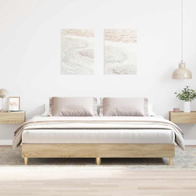 Berkfield Home Bed Frame without Mattress Sonoma Oak 160x200cm Engineered Wood in Brown - Size: 160x200 cm - image 1