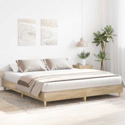 Berkfield Home Bed Frame without Mattress Sonoma Oak 160x200cm Engineered Wood in Brown - Size: 160x200 cm - thumbnail 3
