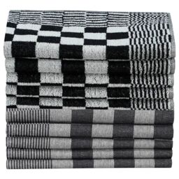 Berkfield Home 20 Piece Towel Set Black & White Cotton - thumbnail 3