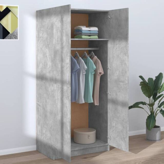 Berkfield Home Wardrobe Concrete Grey 80x52x180 cm Engineered Wood - Size: 80 x 52 x 180 cm - image 1