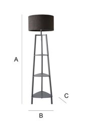 ValueLights Hiru Grey 3 Tier Wooden Shelf Floor Lamp with Boucle Drum Shade in Charcoal - thumbnail 7