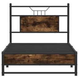 Berkfield Home Bed Frame without Mattress Smoked Oak 90x200 cm Engineered Wood in Brown - thumbnail 6