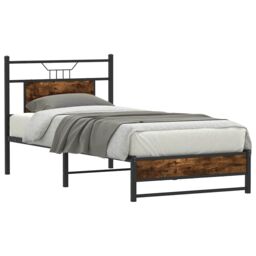 Berkfield Home Bed Frame without Mattress Smoked Oak 90x200 cm Engineered Wood in Brown - thumbnail 3
