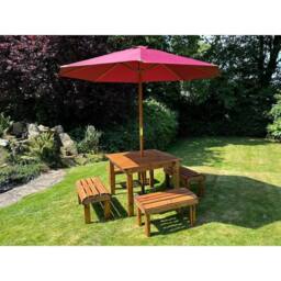 Charles Taylor Knights Four Seater Garden Furniture Table Set - Fully Assembled in Light Brown - thumbnail 3