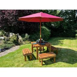 Charles Taylor Knights Four Seater Garden Furniture Table Set - Fully Assembled in Light Brown - thumbnail 1