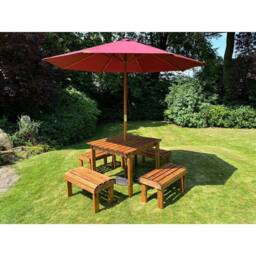 Charles Taylor Knights Four Seater Garden Furniture Table Set - Fully Assembled in Light Brown - thumbnail 4