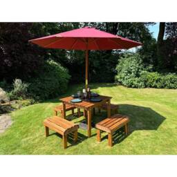 Charles Taylor Knights Four Seater Garden Furniture Table Set - Fully Assembled in Light Brown - thumbnail 2