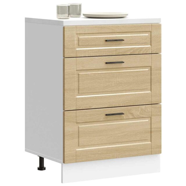 Berkfield Home Kitchen Base Cabinet Porto Sonoma Oak Engineered Wood in Brown - image 1
