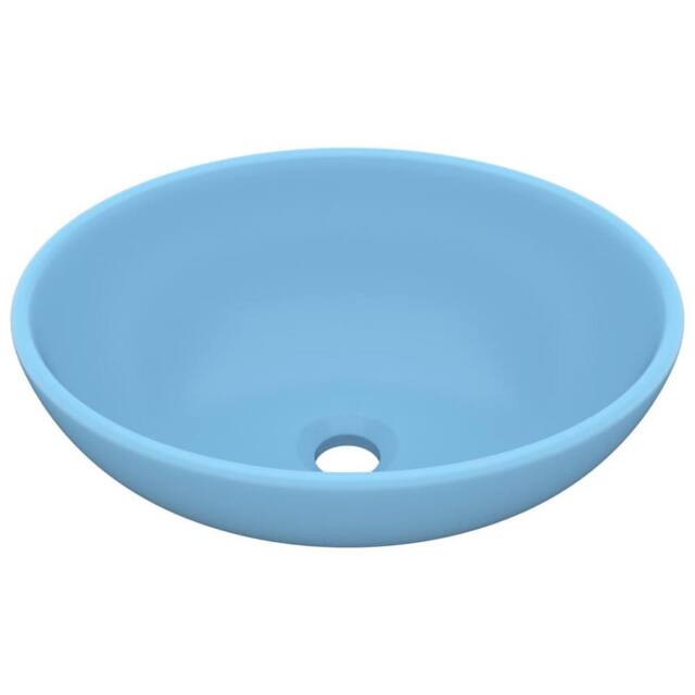 Berkfield Home Luxury Basin Oval-shaped Matt Light Blue 40x33 cm Ceramic - image 1